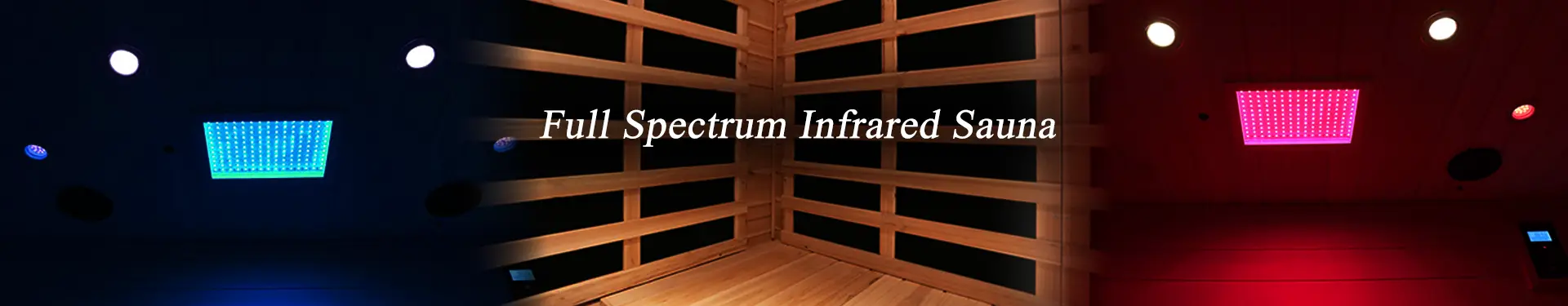 Full spectrum infrared sauna with red and blue light therapy and far infrared heating panel by Wizzisaunas.