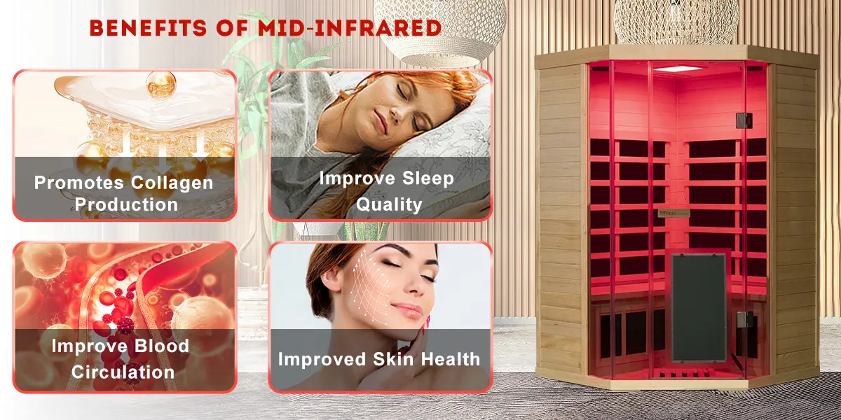 Wizzisaunas S07 infrared sauna red light therapy mode for collagen renewal, muscle recovery, and deep relaxation