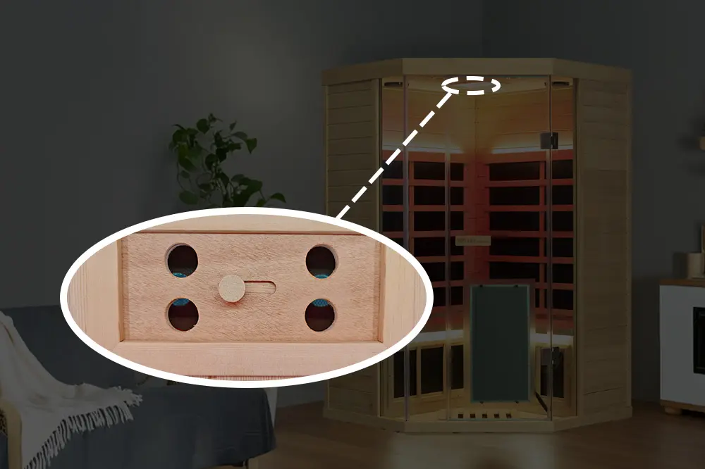 Efficient ventilation design in the Wizzisaunas S07 infrared sauna for optimal air circulation and temperature balance.
