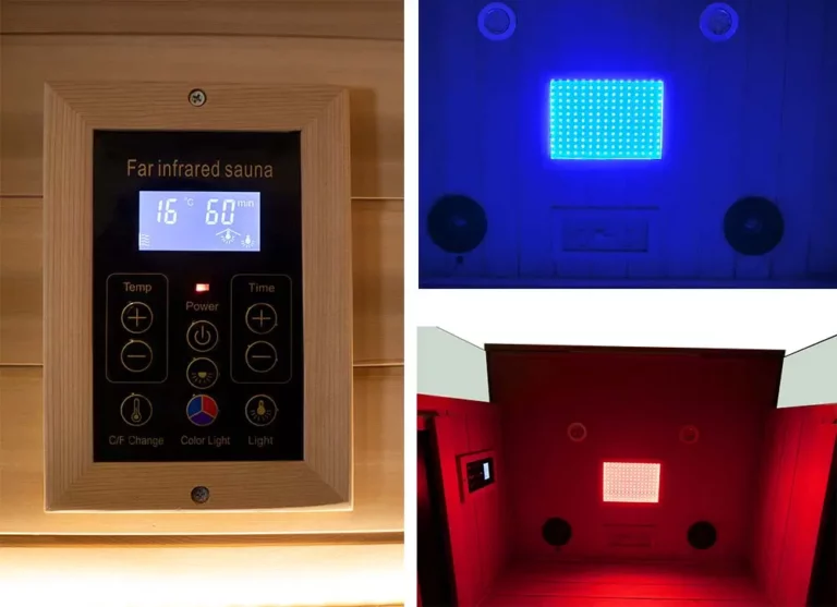 Wizzisaunas S02 LCD control panel for temperature, lighting, timer, and Bluetooth audio, intuitive and easy to use