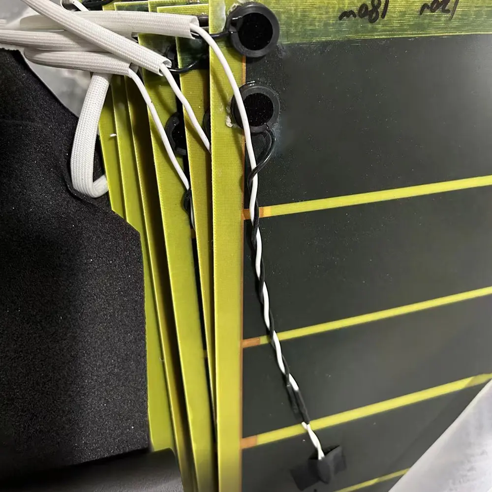 Wizzisaunas infrared heating panel with advanced wiring design for EMF shielding and demagnetization.