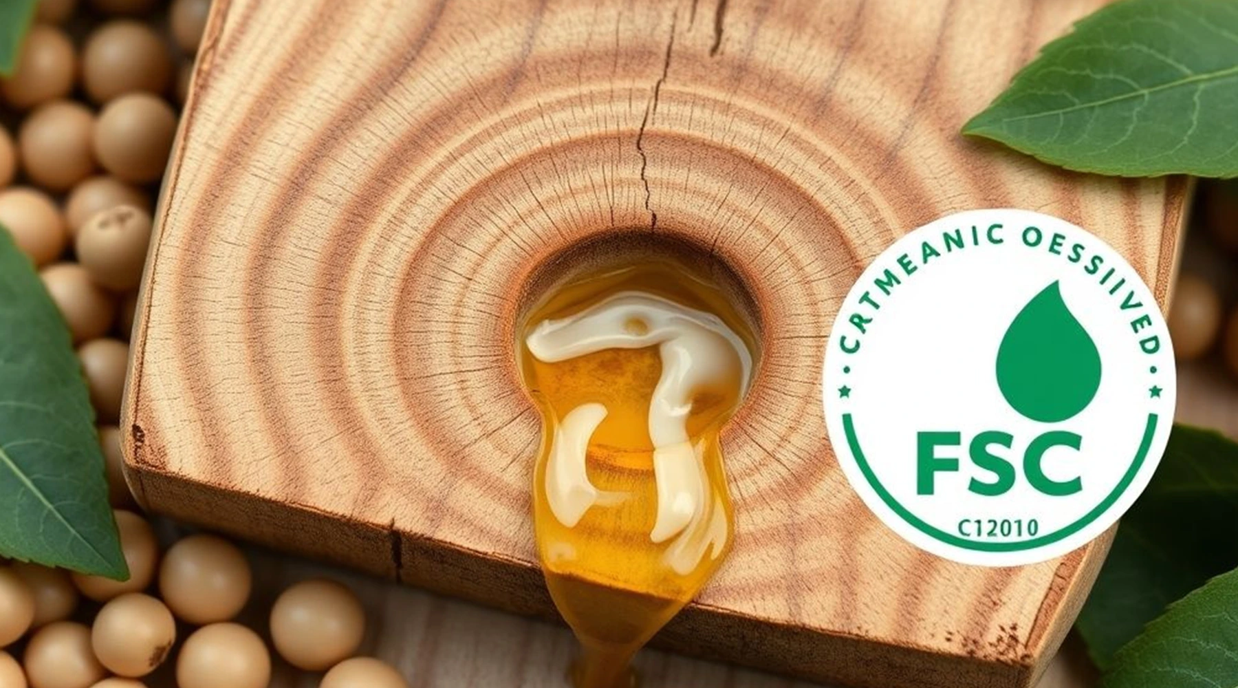 The wood panels are coated with a soy-based adhesive, utilizing non-toxic, environmentally friendly materials.