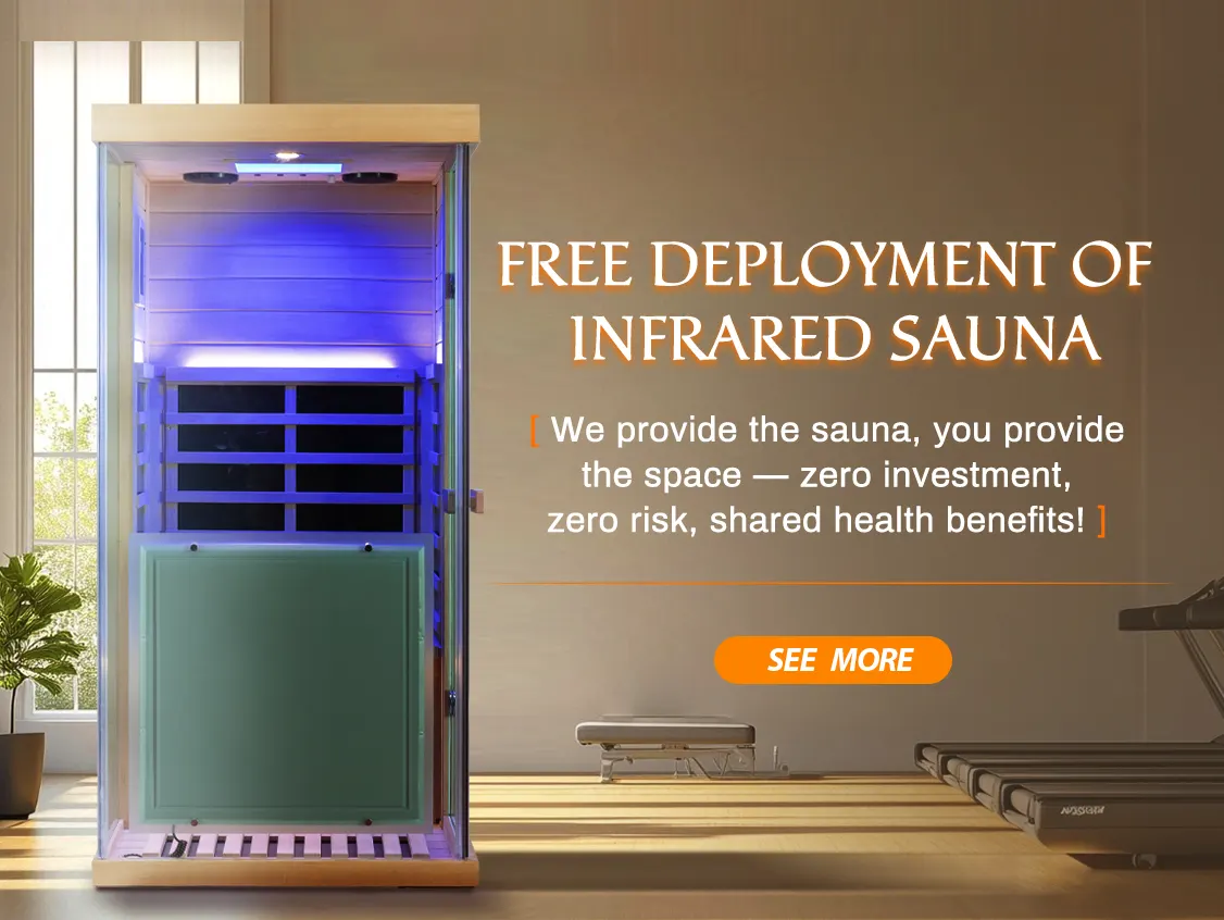 Business sauna partnership banner offering free placement of Wizzisaunas infrared saunas with zero investment and high returns