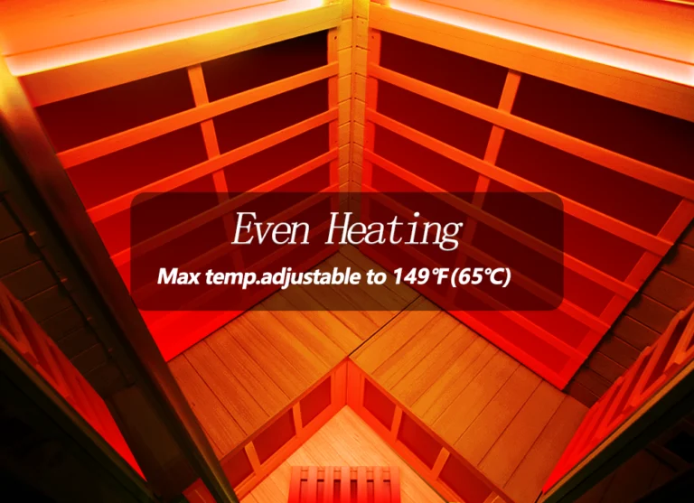 Wizzisaunas S07 infrared sauna with even heating panels, maximum temperature 149°F (65°C)