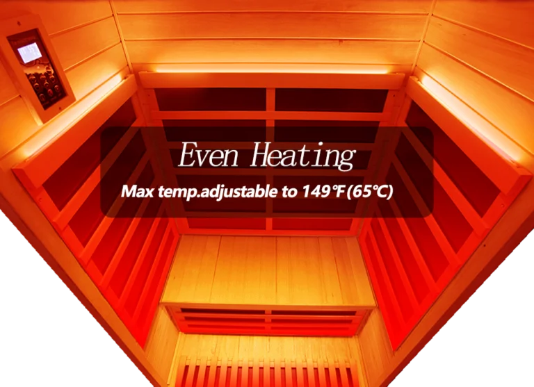 Wizzisaunas S02 infrared sauna with even heating panels, maximum temperature 149°F (65°C)